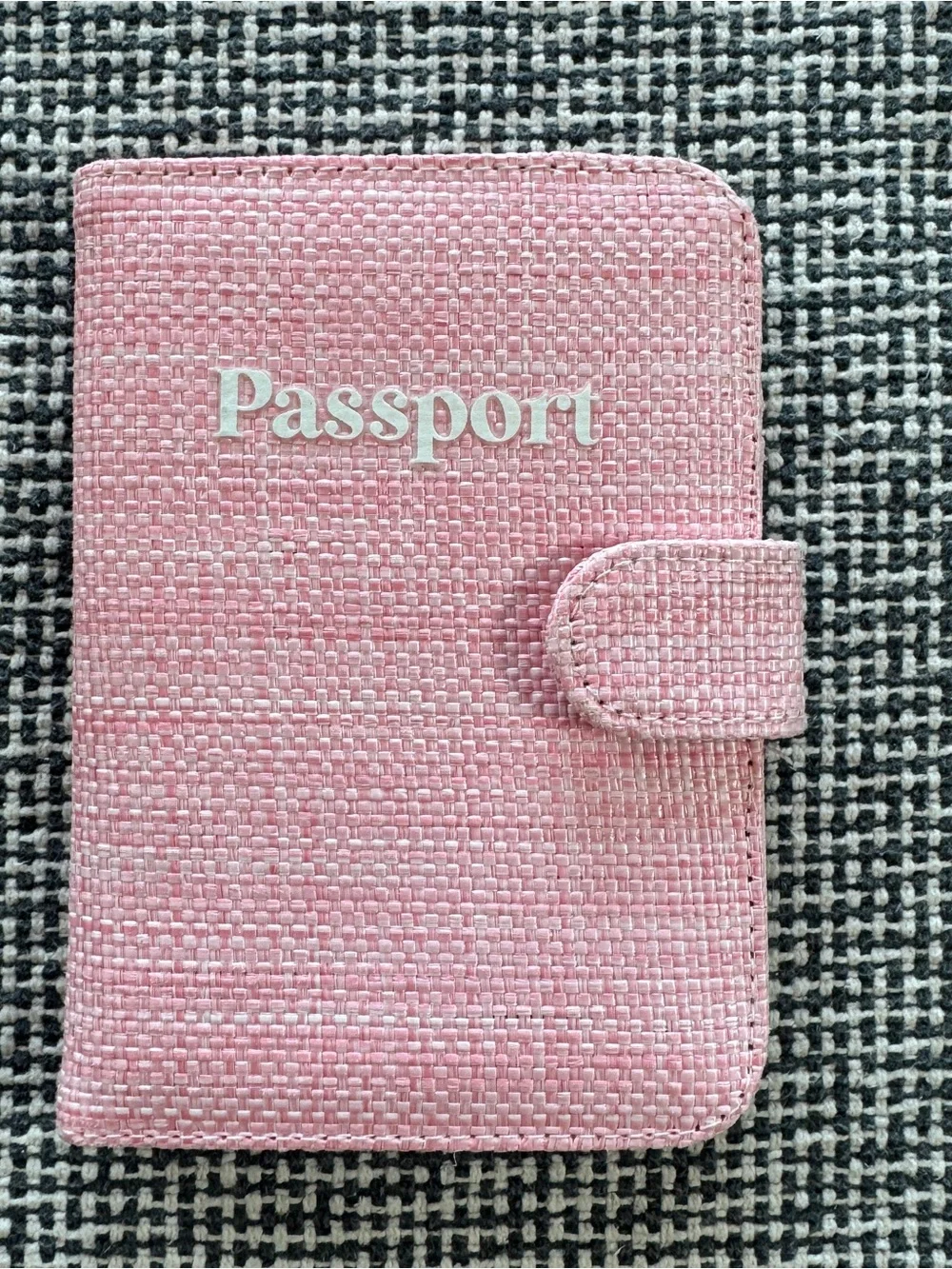 Pink Woven Passport Holder with Snap Closure